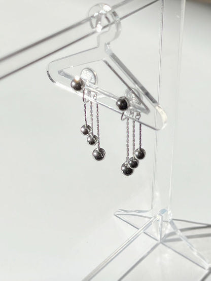 Silver Tassel Ball Pendant Clip On Earrings