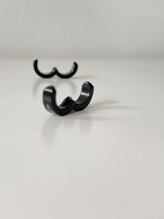 Men's Stainless Steel Black Clip On Hoop Earrings