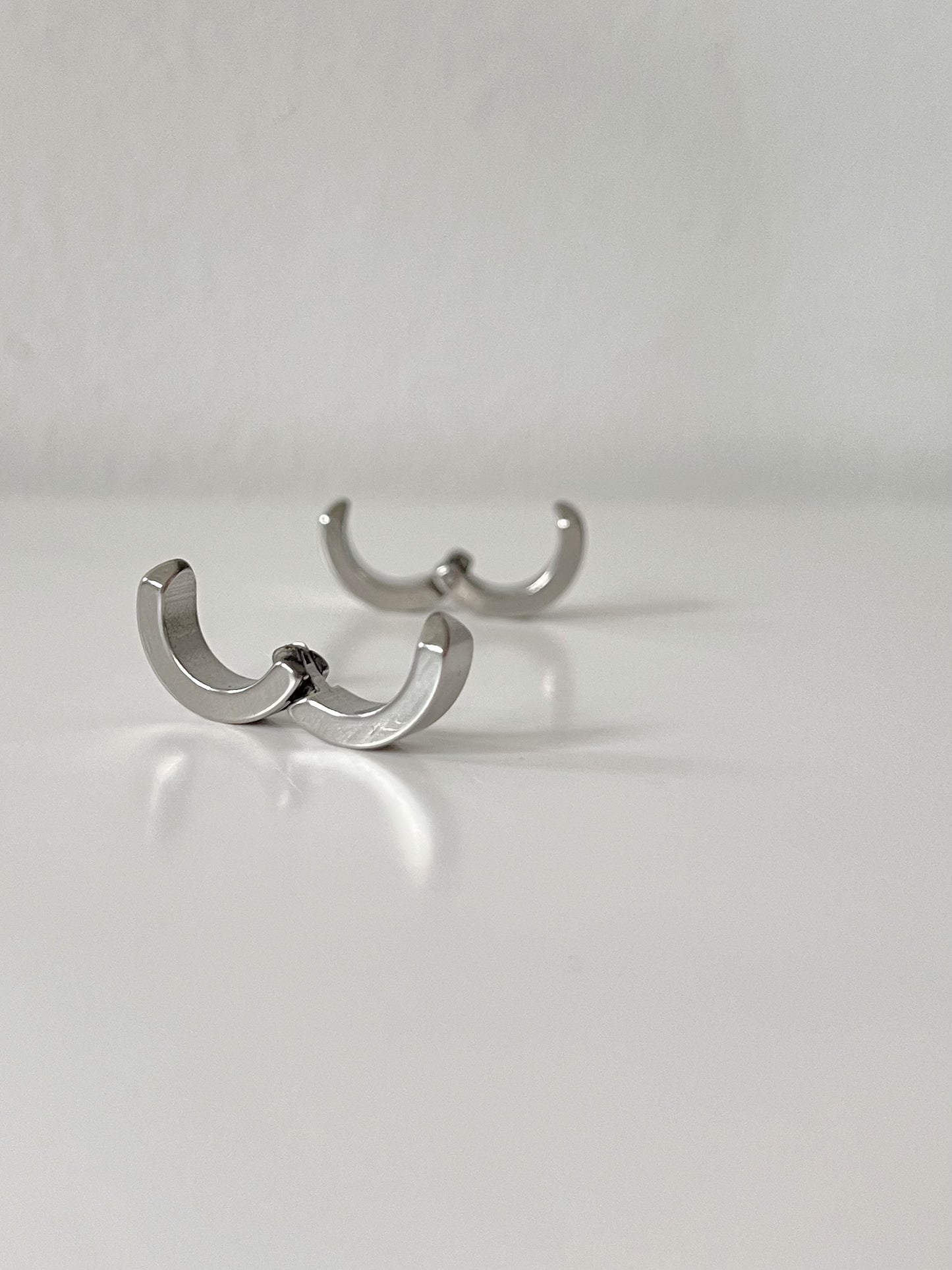 Men's Stainless Steel Silver Clip On Hoop Earrings