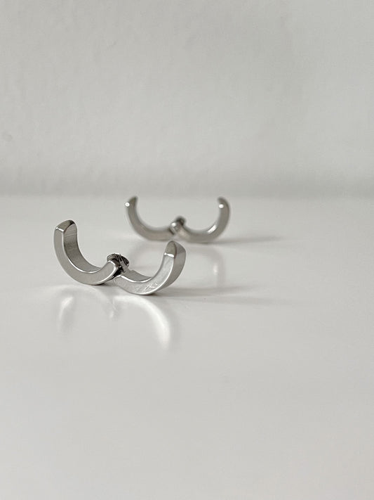 Men's Stainless Steel Silver Clip On Hoop Earrings