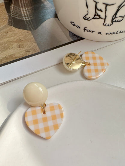 Acrylic Yellow Heart Drop Earrings