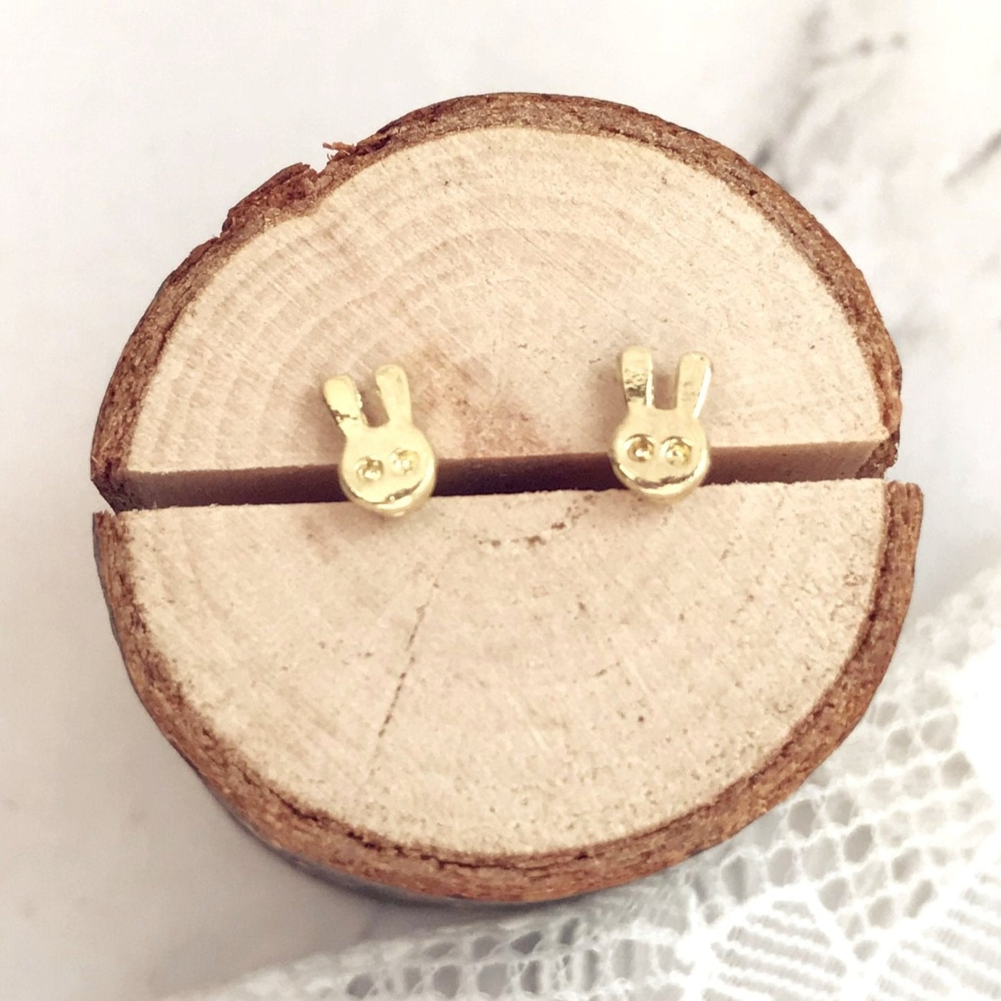 Golden Bunny Stud Earrings