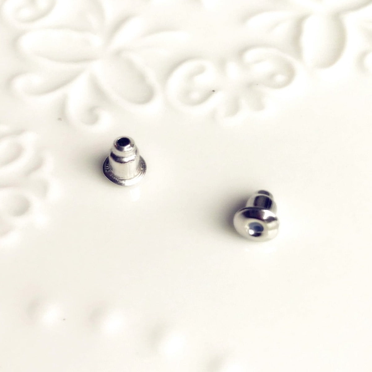 Gloss Silver Metal Earring Backs