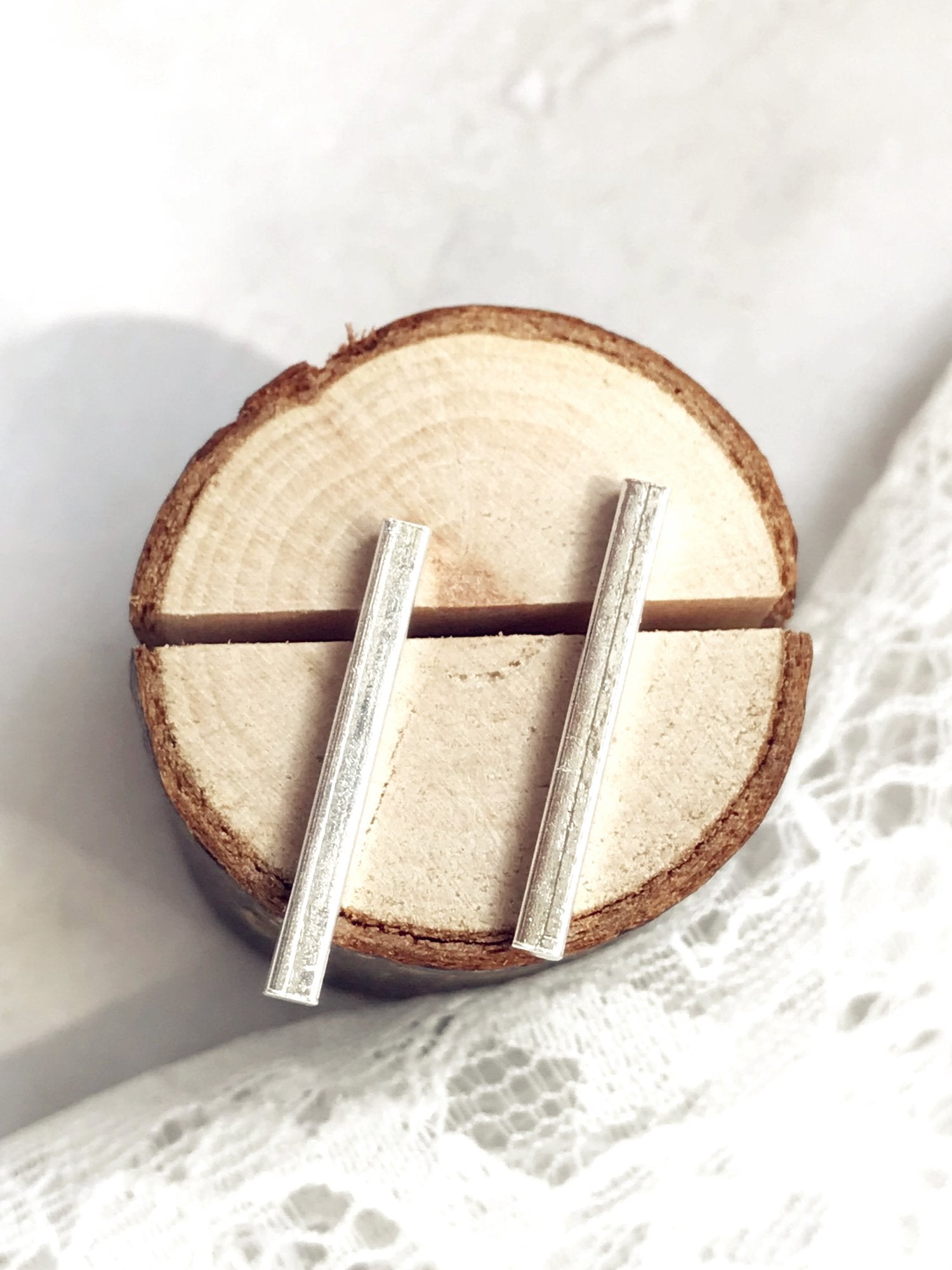 Sliver Long Bar Stud Earrings