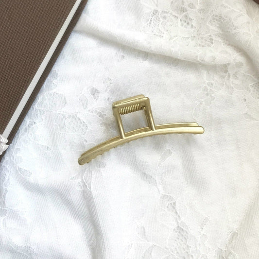 Gold Metal Hairclips Claw Clips Lined Medium