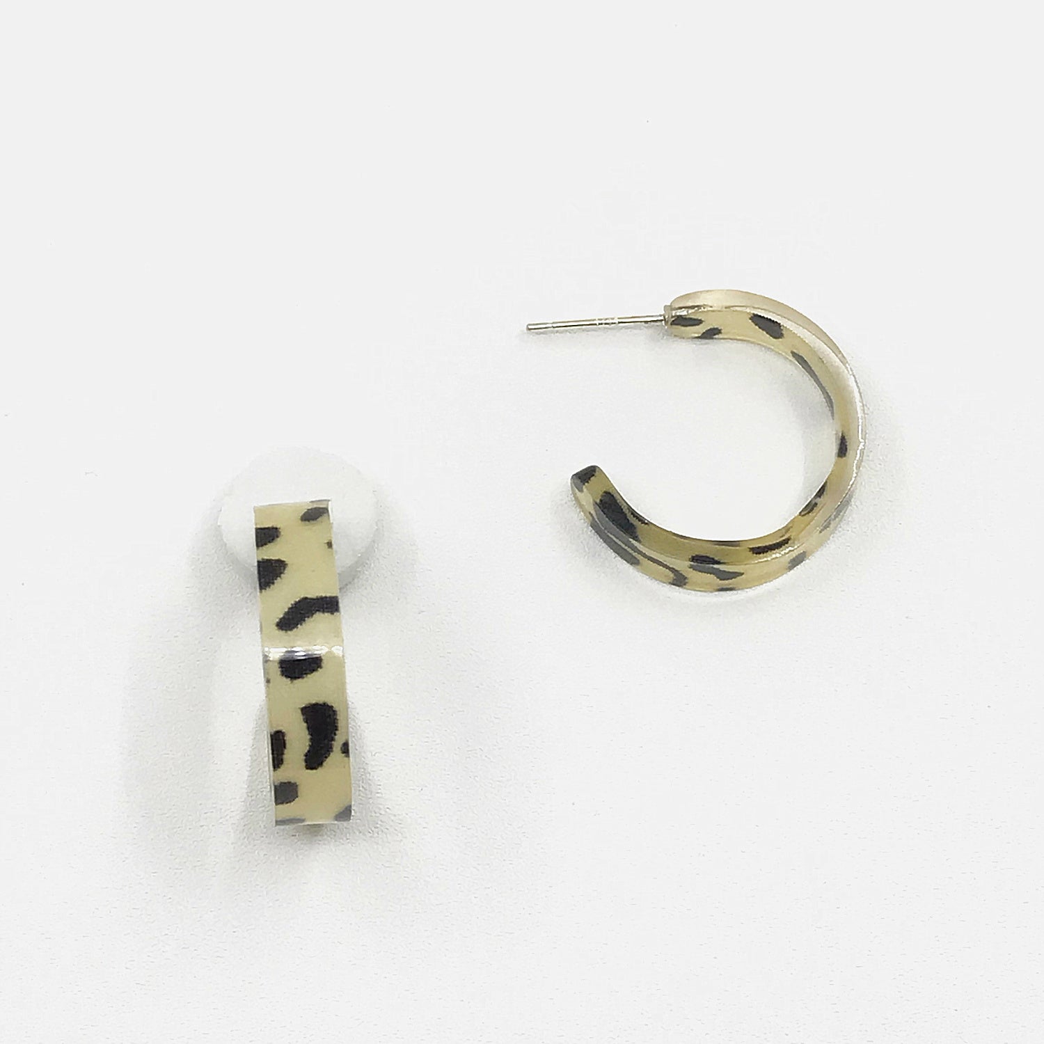 Acrylic Beige Leopard Hoop Earrings