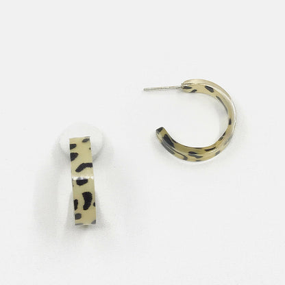 Acrylic Beige Leopard Hoop Earrings