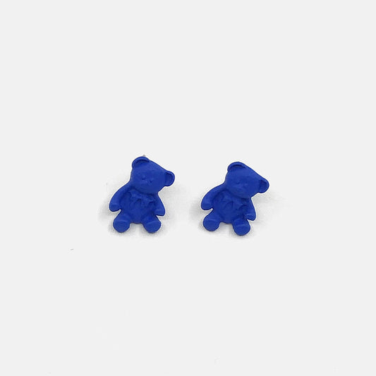 Klein Blue Matt Bear Stud Earrings