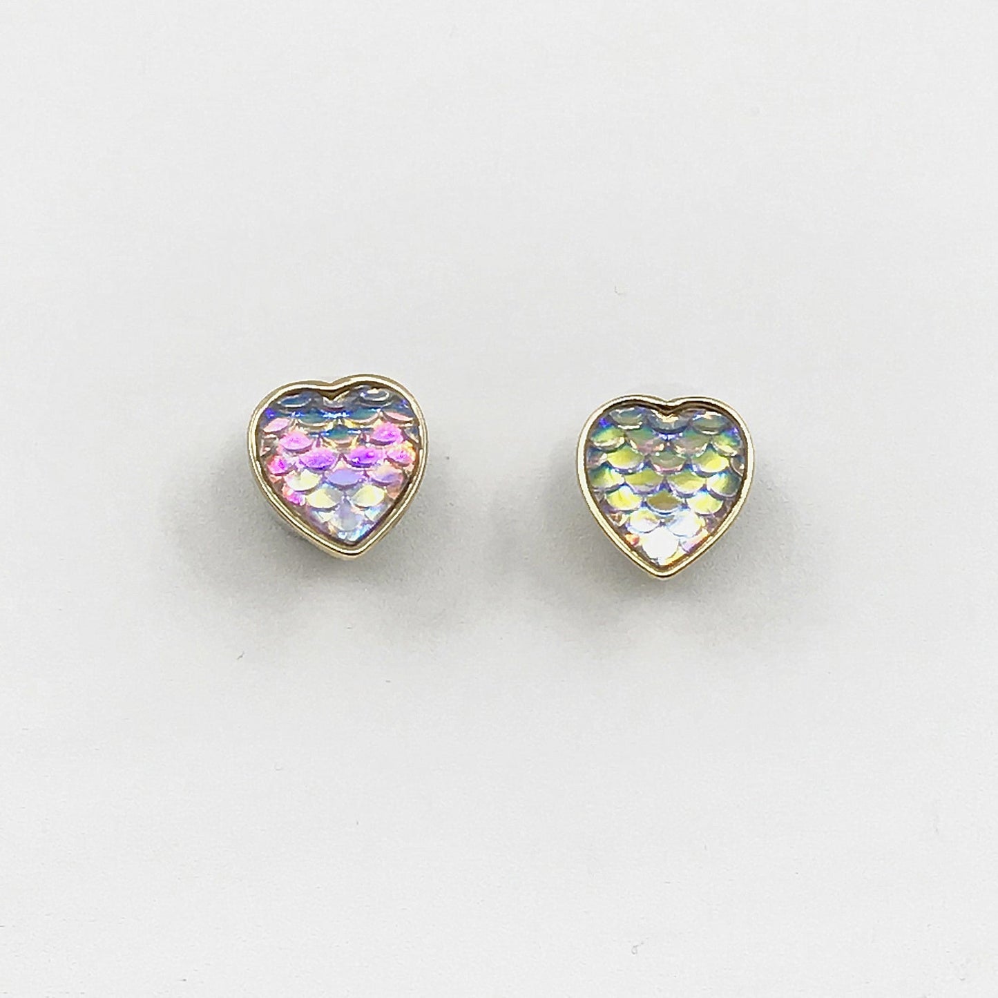 Metallic Reflective Little Mermaid Heart Stud Earrings