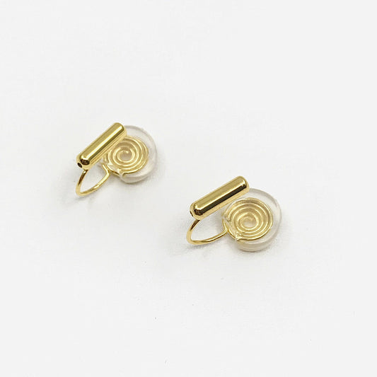 Golden Spiral Pad Clip On Stud Earrings Converters. gold-tone clip-on earrings for women.