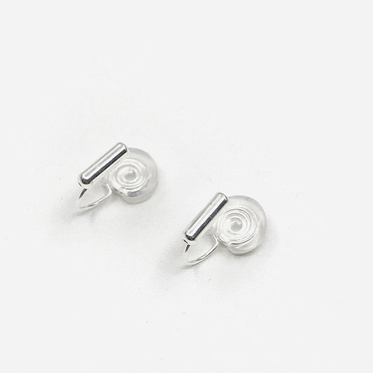 Silver Spiral Pad Clip On Stud Earrings Converters