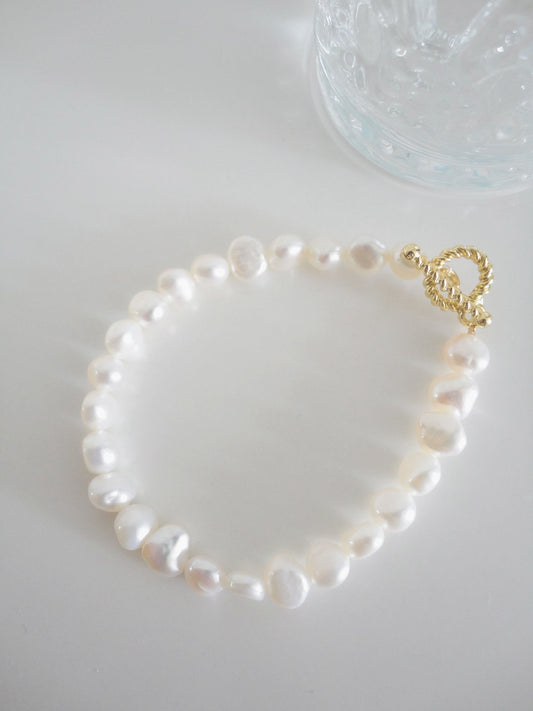Baroque Freshwater Pearl Charm Bracelet 