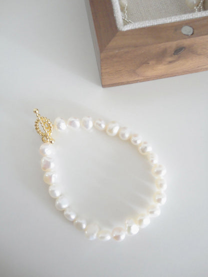 Baroque Freshwater Pearl Charm Bracelet 