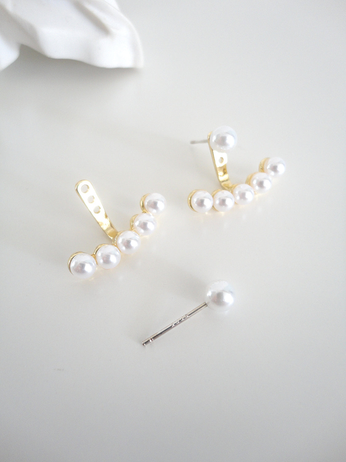 Adjustable Pearlised Anchor Stud Earrings Set