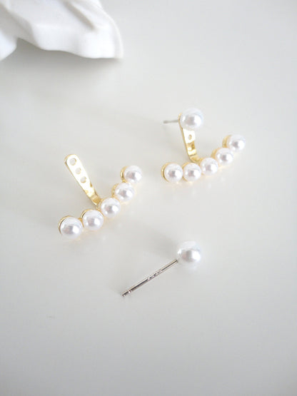 Adjustable Pearlised Anchor Stud Earrings Set