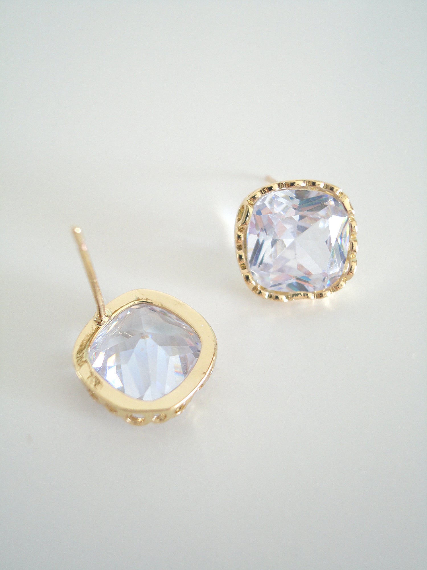 Cube Sugar Clear Zircon Stud Earrings