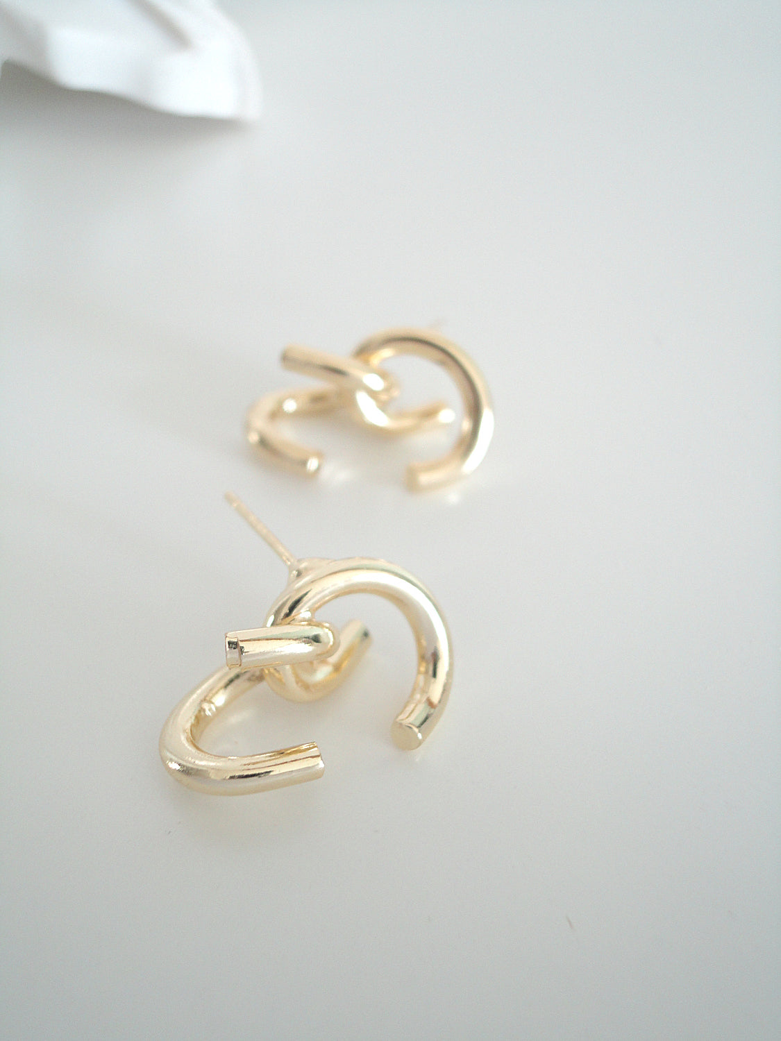 Golden Twisted Stud Earrings