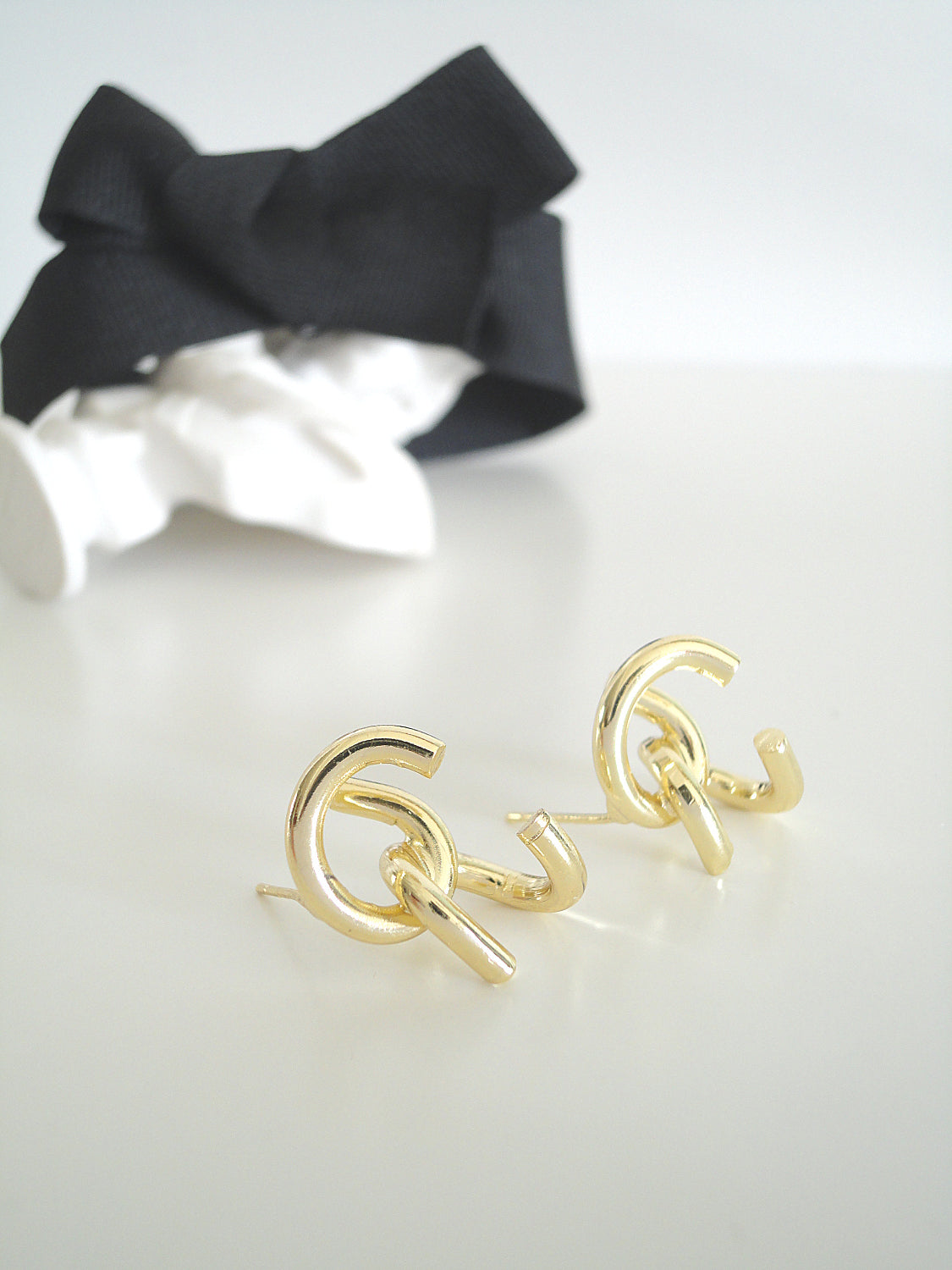 Golden Twisted Stud Earrings