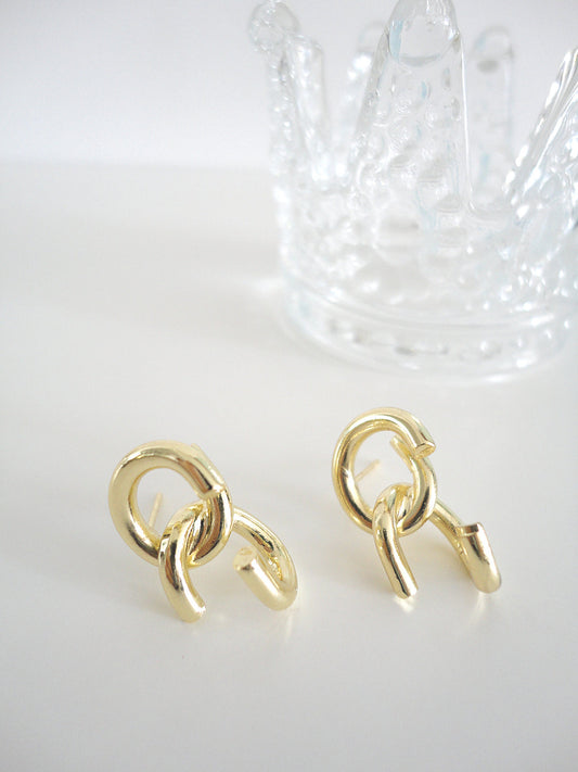 Golden Twisted Stud Earrings