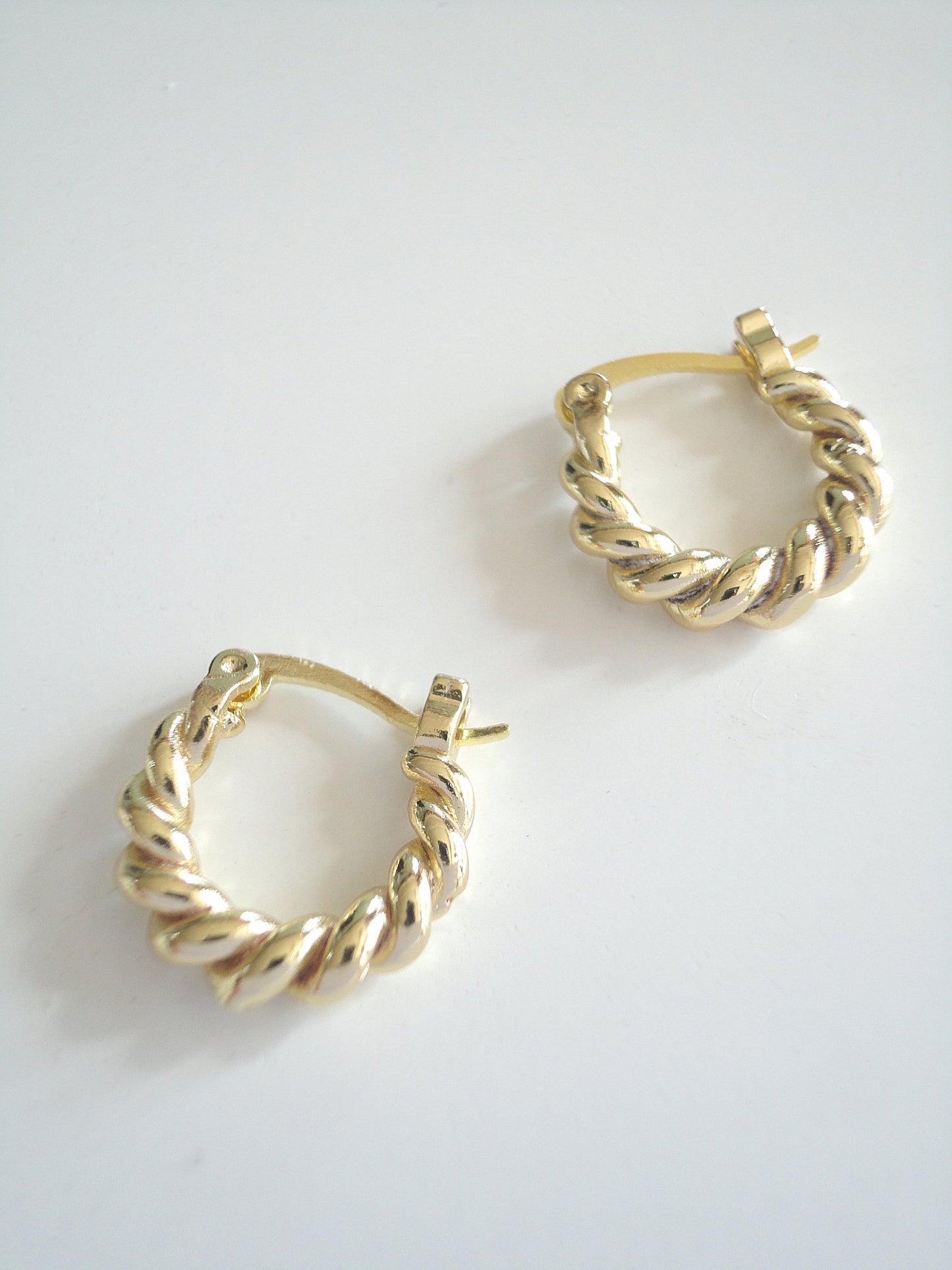 Golden Twist Textured Hoop Earrings