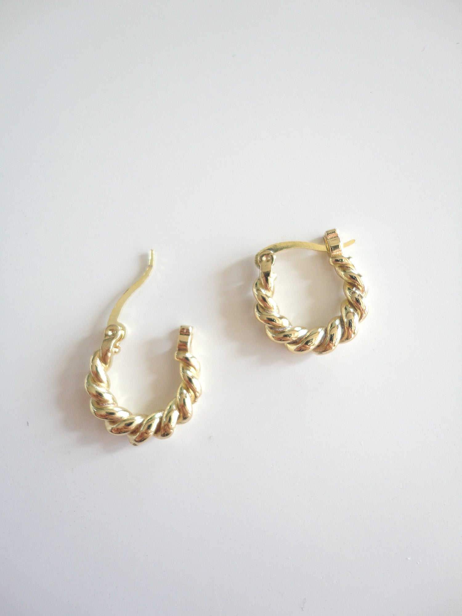 Golden Twist Textured Hoop Earrings