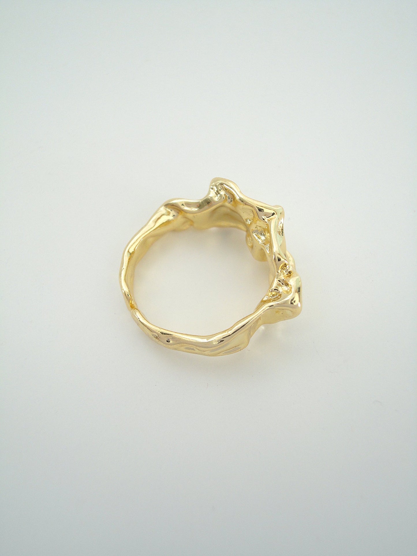 Golden Liquid Textured Ring