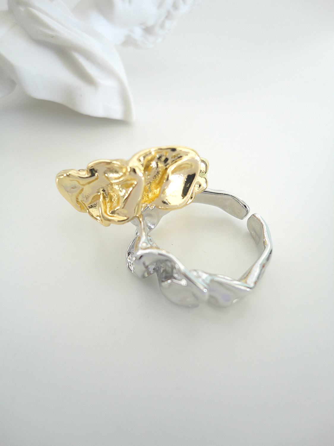 Golden Liquid Textured Ring