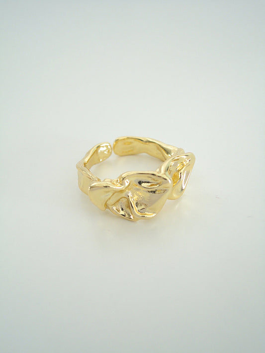 Golden Liquid Textured Ring