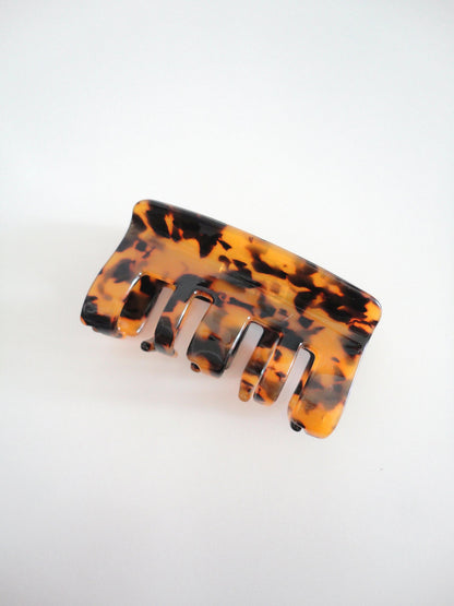 Acetate Rectangular Hair Claw Clip Leopard Print Medium