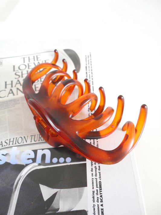 Acrylic Hair Claw Clip Oval Amber Dot Large