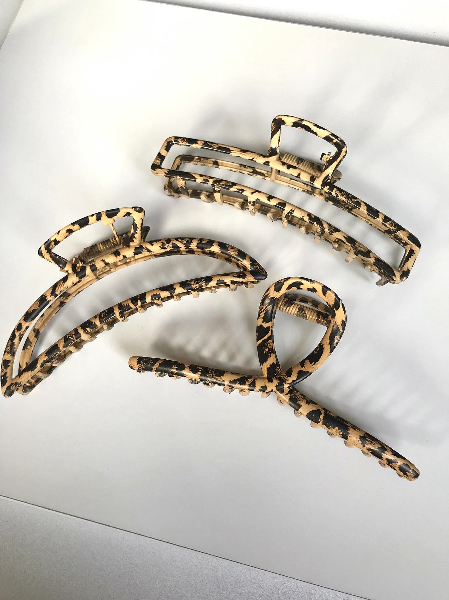 Metal Leopard Print Hair Claw Clip Cross Large