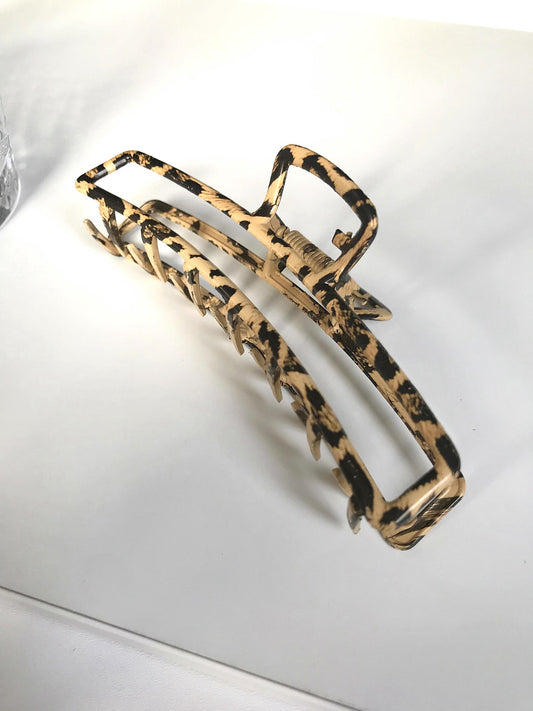 Metal Leopard Print Hair Claw Clip Rectangular Large