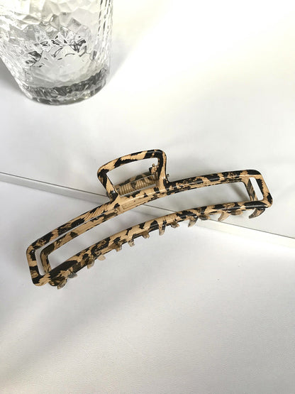 Metal Leopard Print Hair Claw Clip Rectangular Large