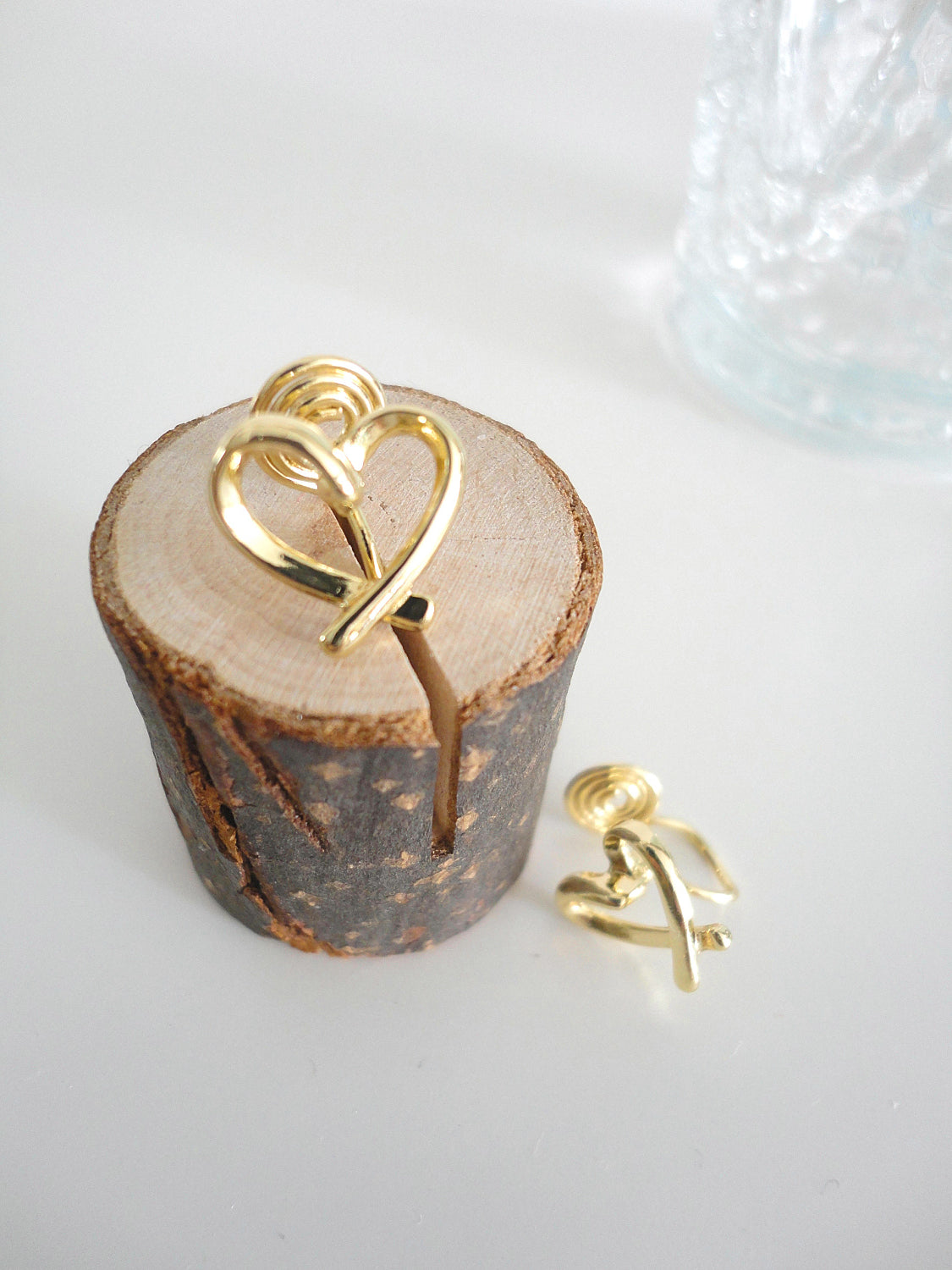 Golden Open Heart Clip On Earrings