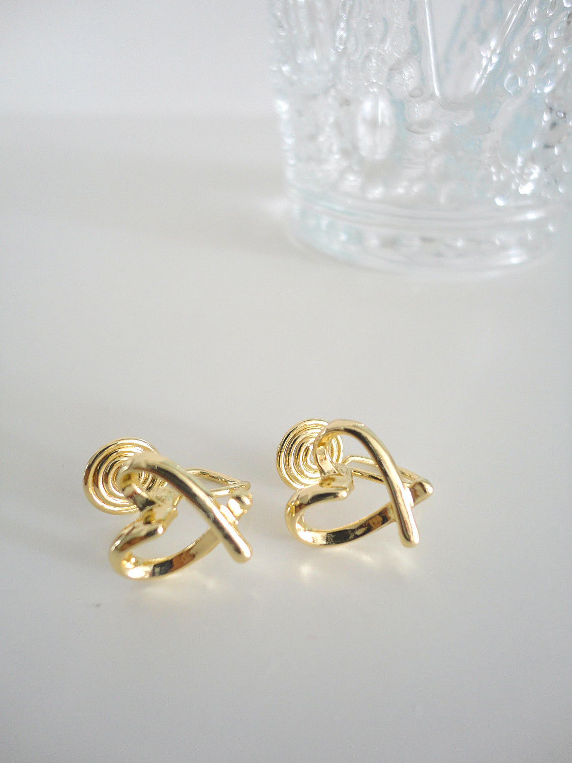 Golden Open Heart Clip On Earrings