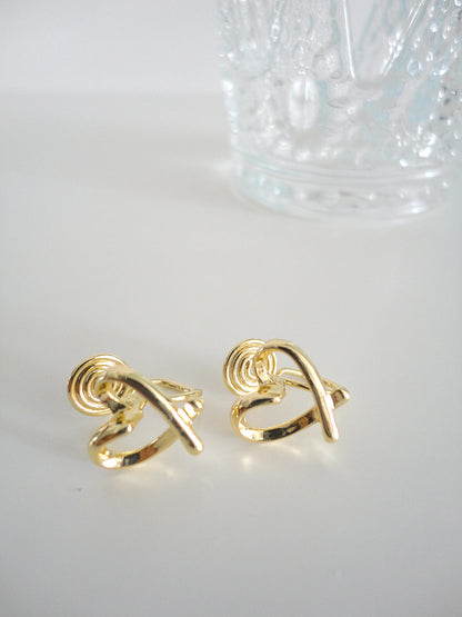 Golden Open Heart Clip On Earrings