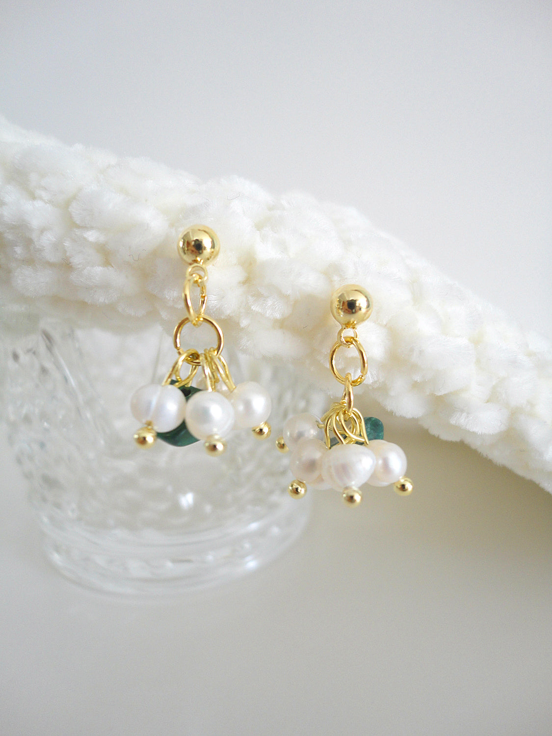 Baroque Pearl Green Stone Drop Earrings