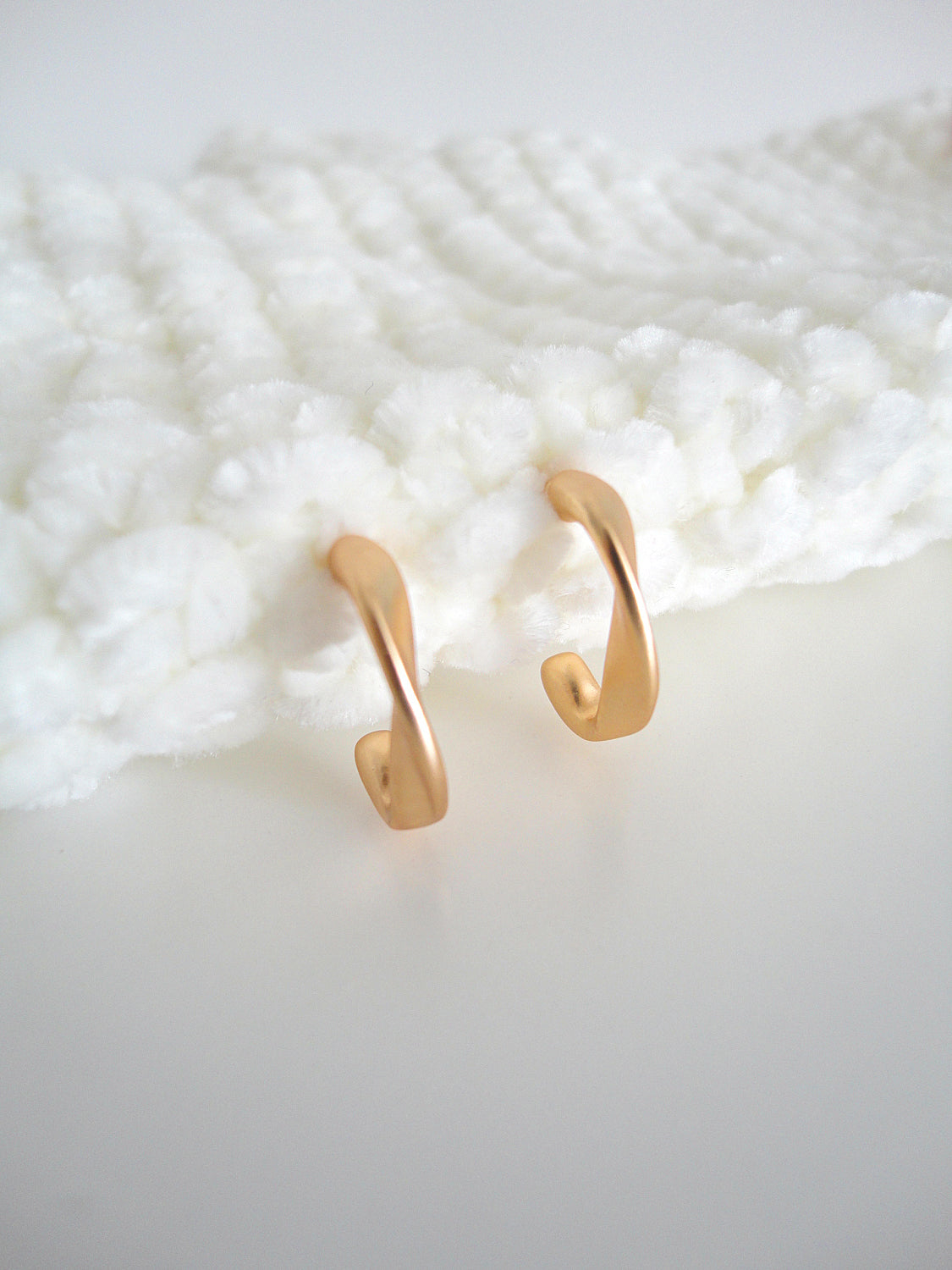 Matte Rose Gold C Curve Stud Earrings