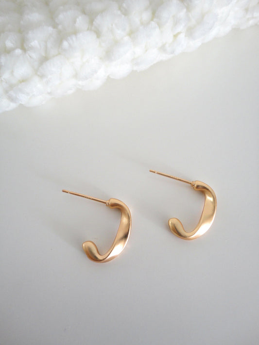 Matte Rose Gold C Curve Stud Earrings