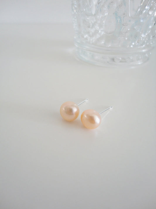 Freshwater Pearl Stud Earrings Pink 7-8mm