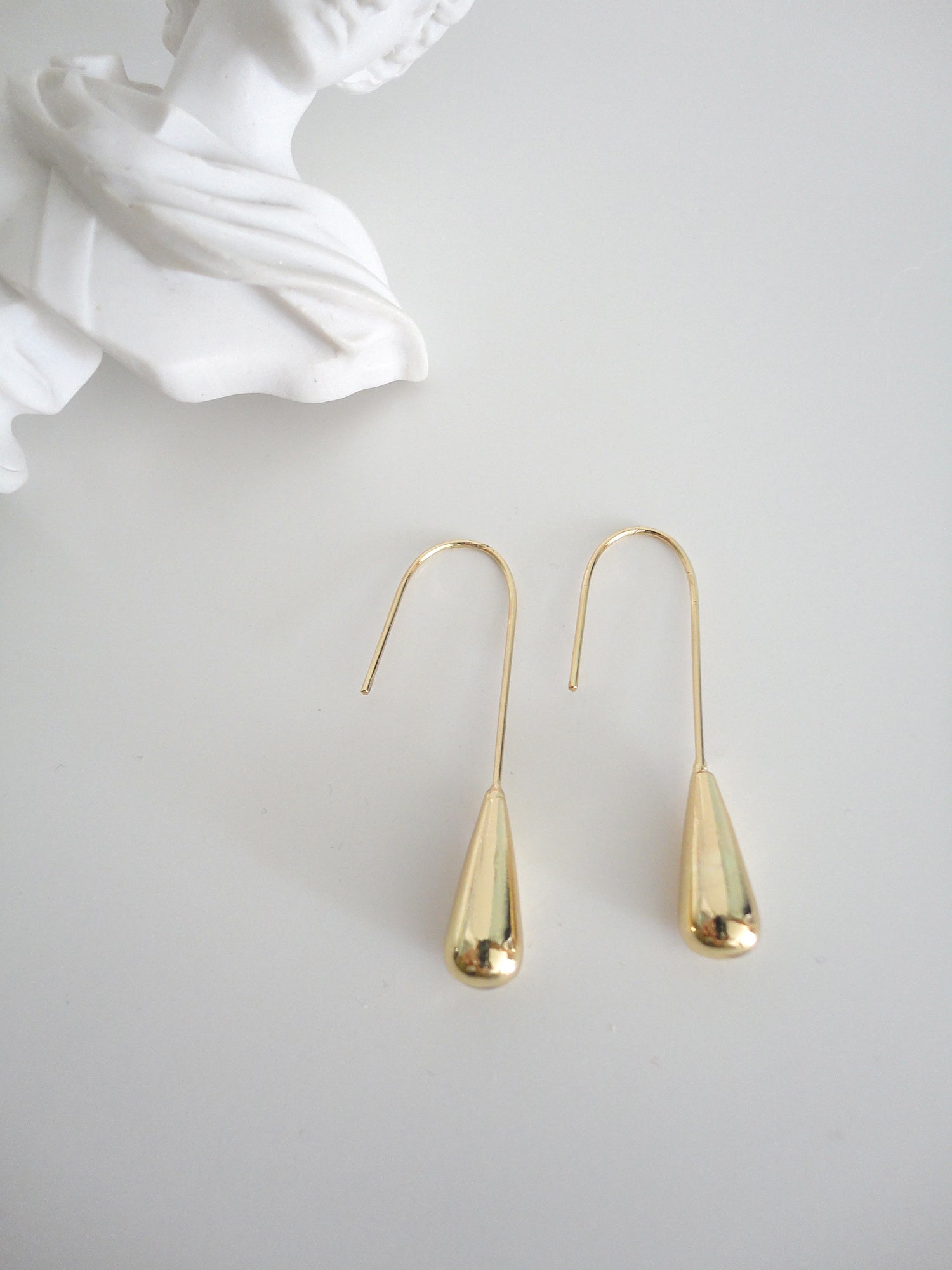 Golden Drop Shape Drop Earrings