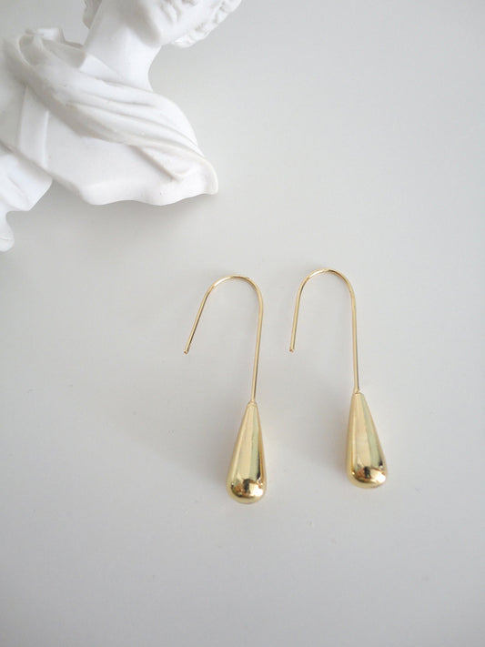 Golden Drop Shape Drop Earrings