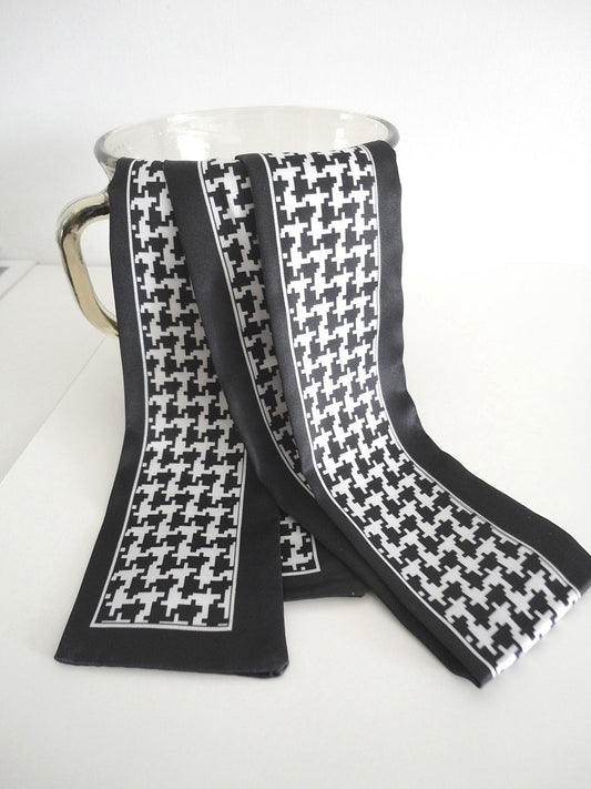 Hair Scarf Black and White Houndstooth