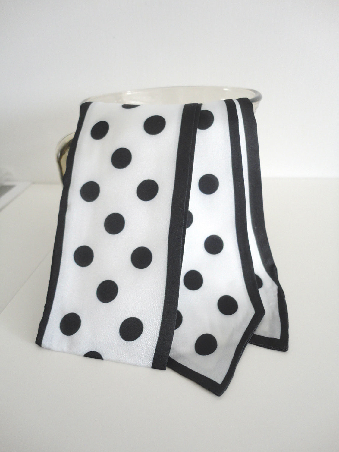 Hair Scarf Black Polka Dot