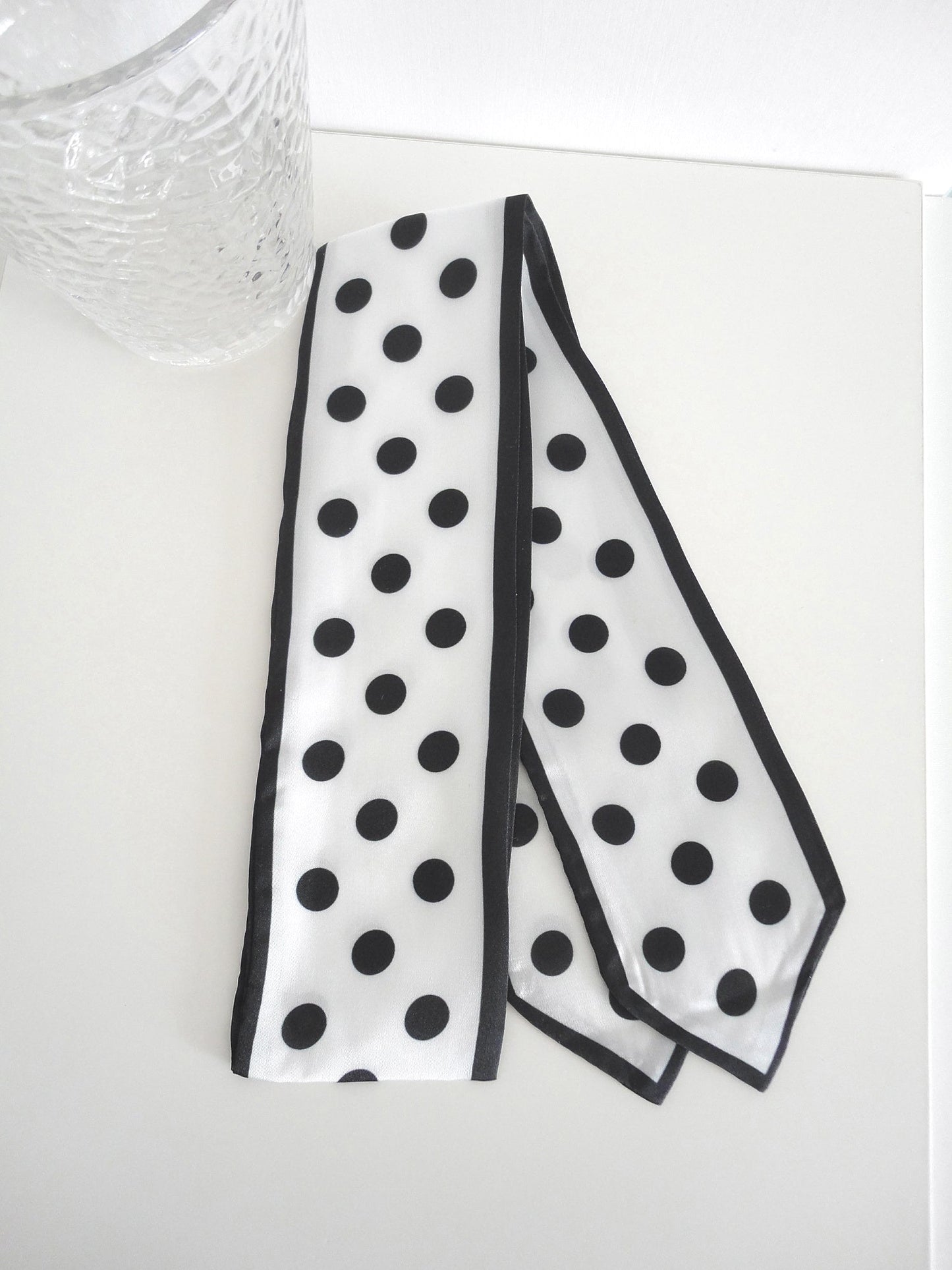 Hair Scarf Black Polka Dot