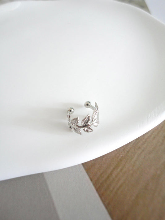 Silver Leaves Ear Cuff