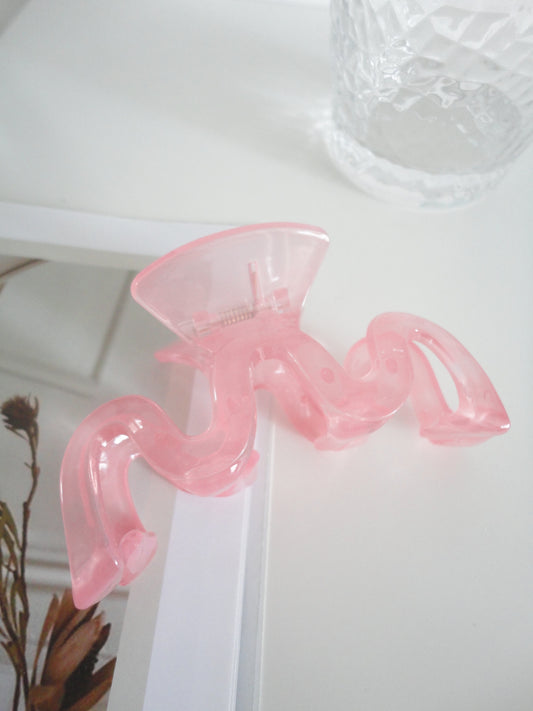 Acrylic M Shape Hair Claw Clip Pink Medium