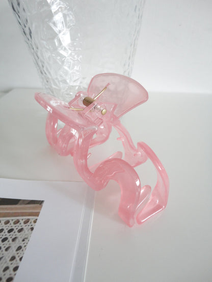 Acrylic M Shape Hair Claw Clip Pink Medium