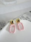 Creamy Pink Geometic Drop Earrings