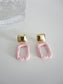 Creamy Pink Geometic Drop Earrings